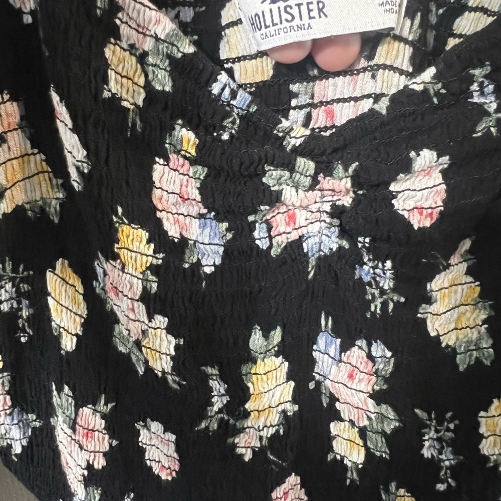 Hollister Black Top with Floral Design